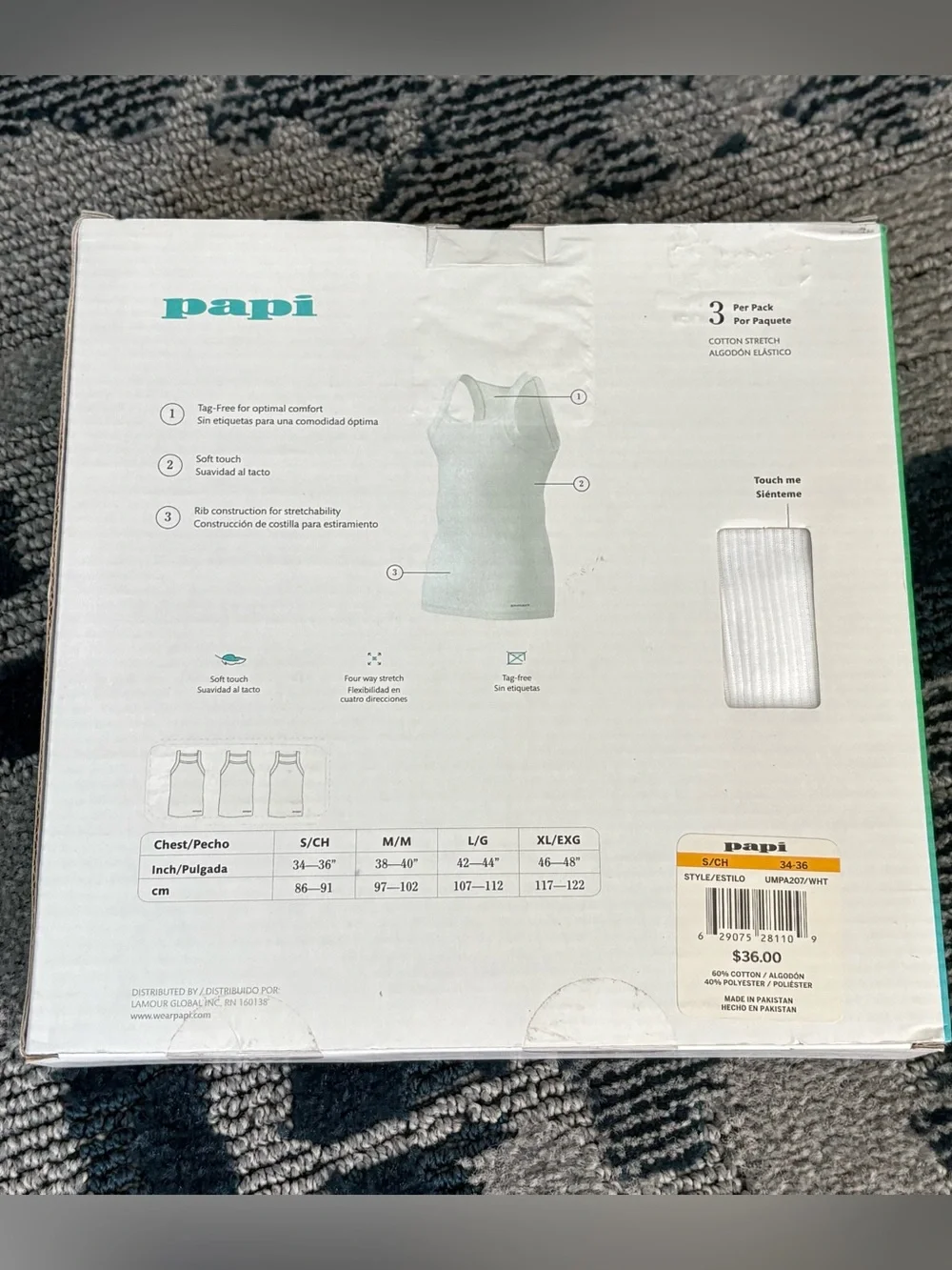 PAPI Ribbed Tank Tops Set of 3 Sz S (34-36). MSRP $36.